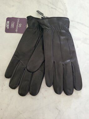 GRANDOE Men's Leather Winter Driving Gloves Black Size Medium